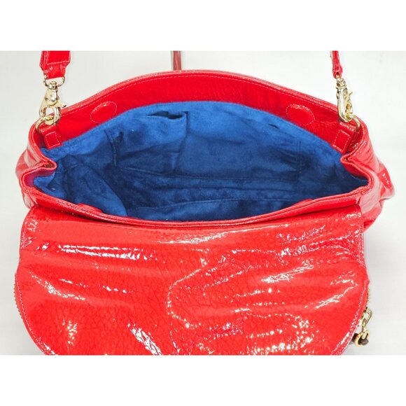 Zina Eva Women's Red Patent Leather Folding Crossbody Handbag Medium 2029 - Picture 12 of 15